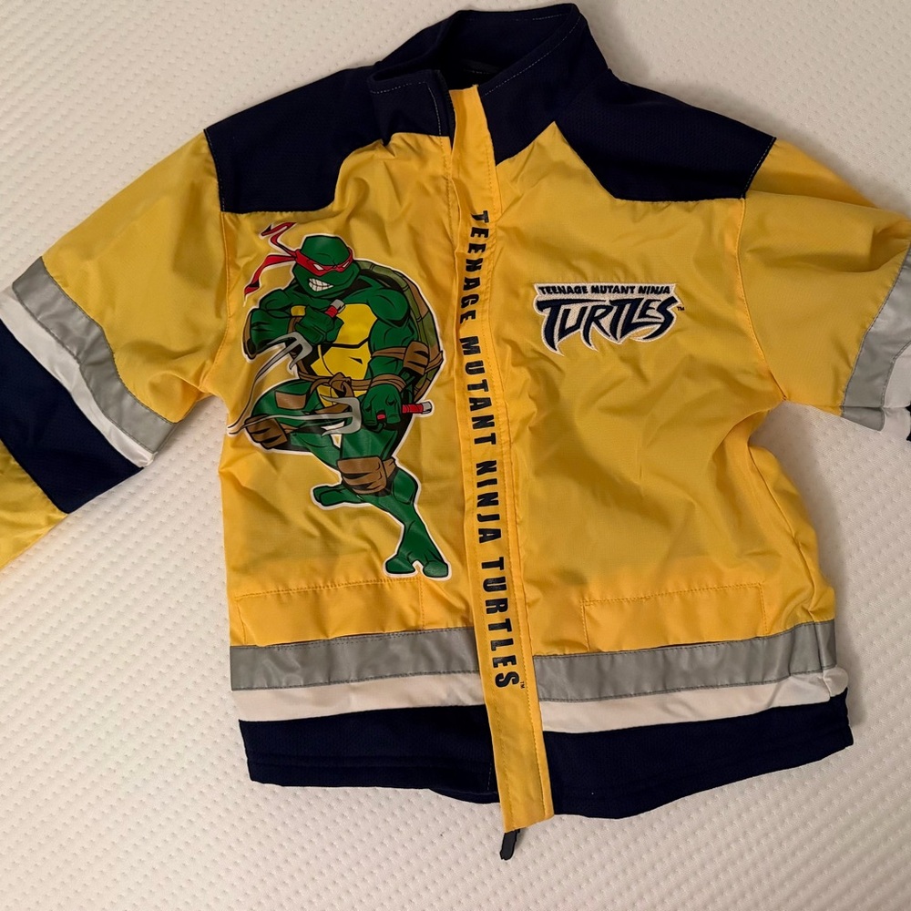 VINTAGE Teenage Mutant Ninja Turtles Yellow & Navy Kids Jacket